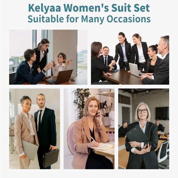 Women's Gray Suit Set by Kelyaa 2 Piece Blazer and Pants Work Suit Sz L - Picture 6 of 10